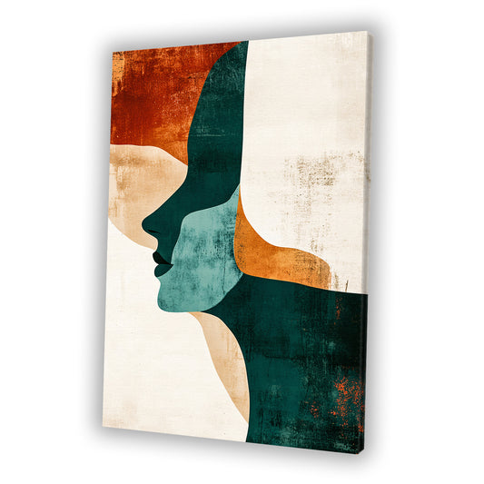Abstract gezicht in warme tinten canvas