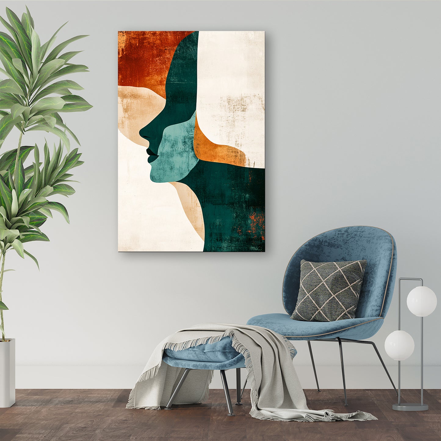 Abstract gezicht in warme tinten canvas