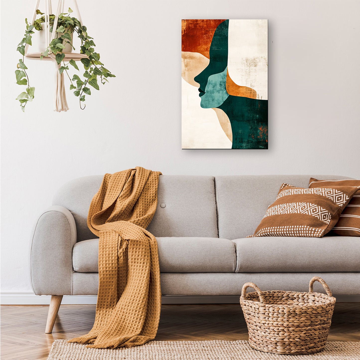 Abstract gezicht in warme tinten canvas
