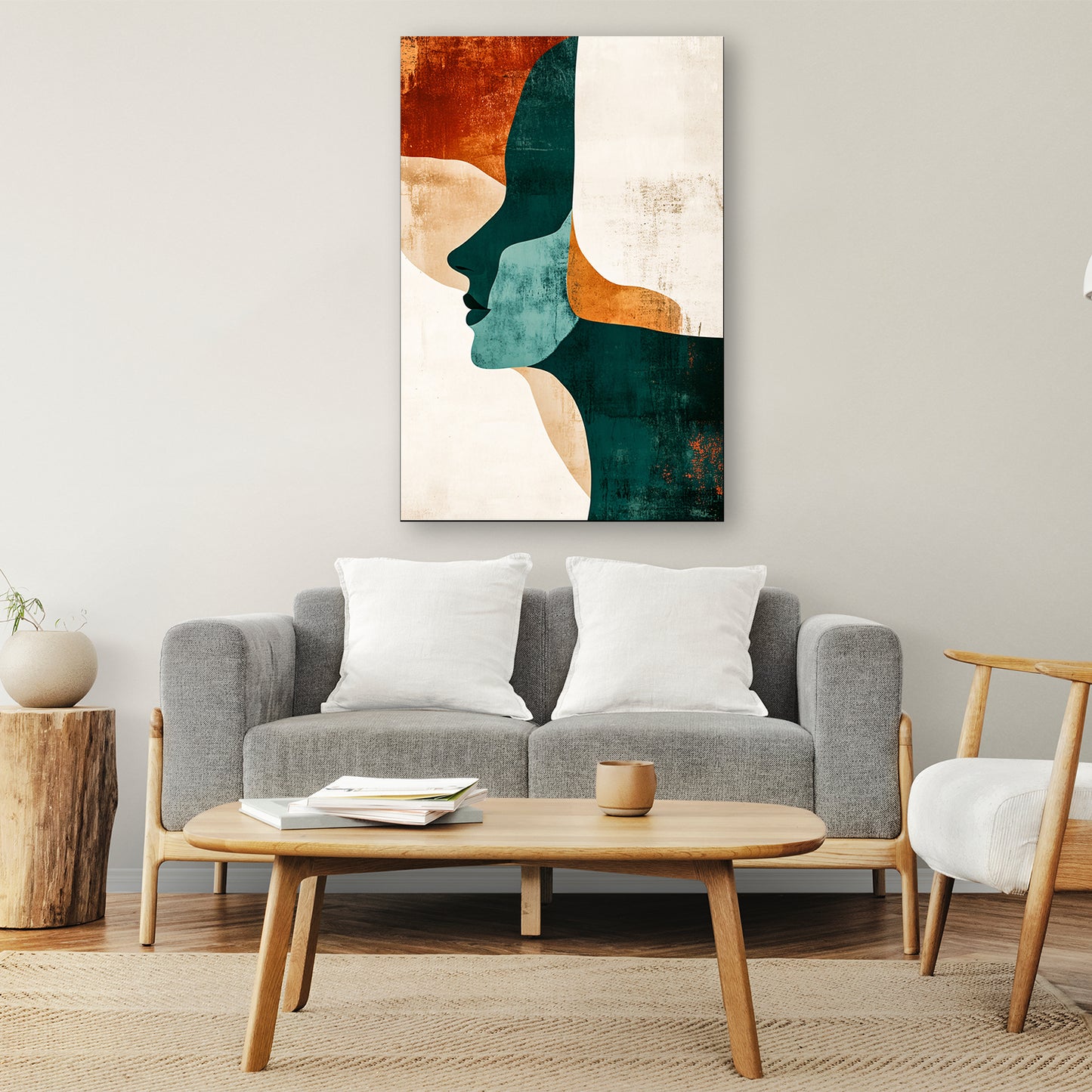 Abstract gezicht in warme tinten canvas