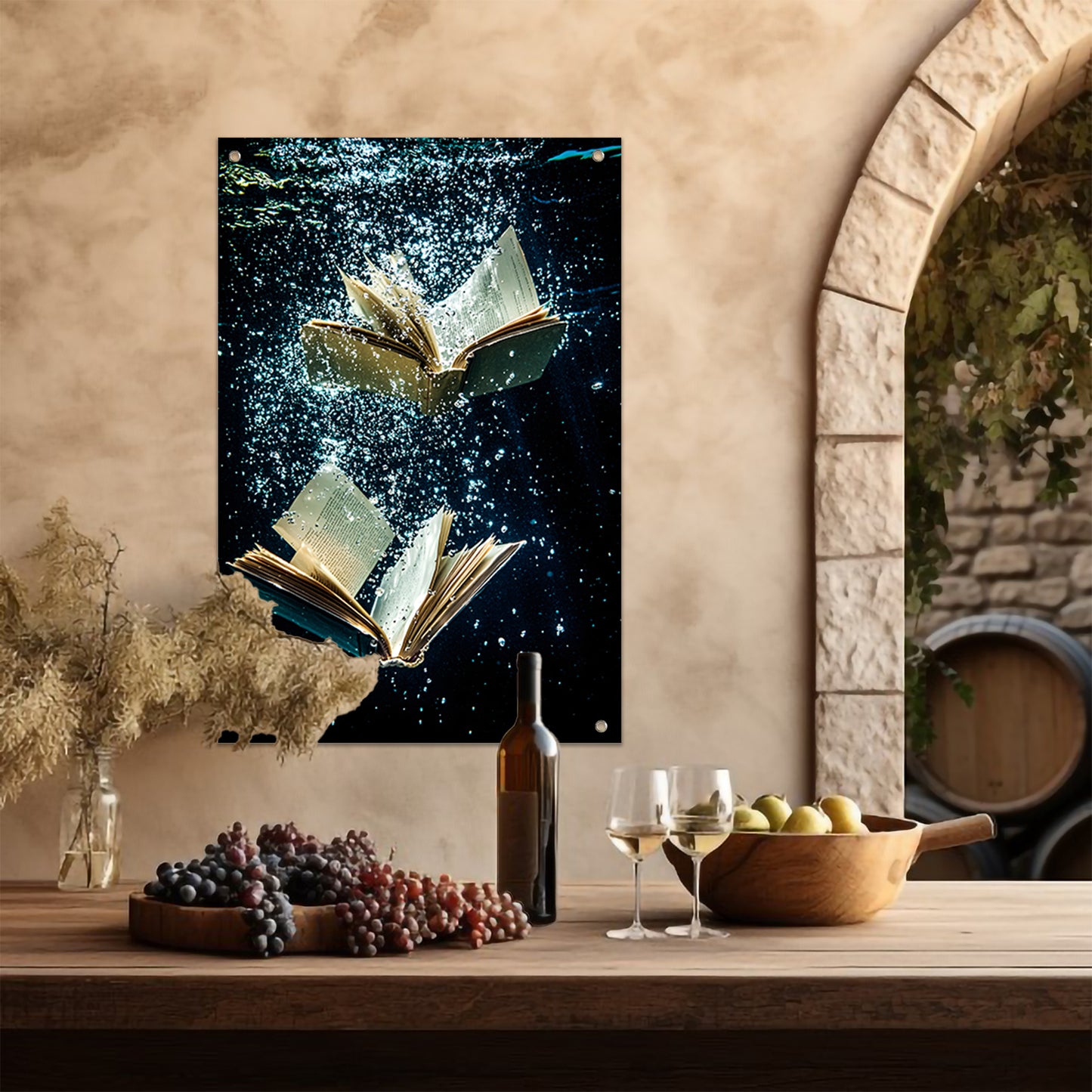Dromerige boeken onder water tuinposter