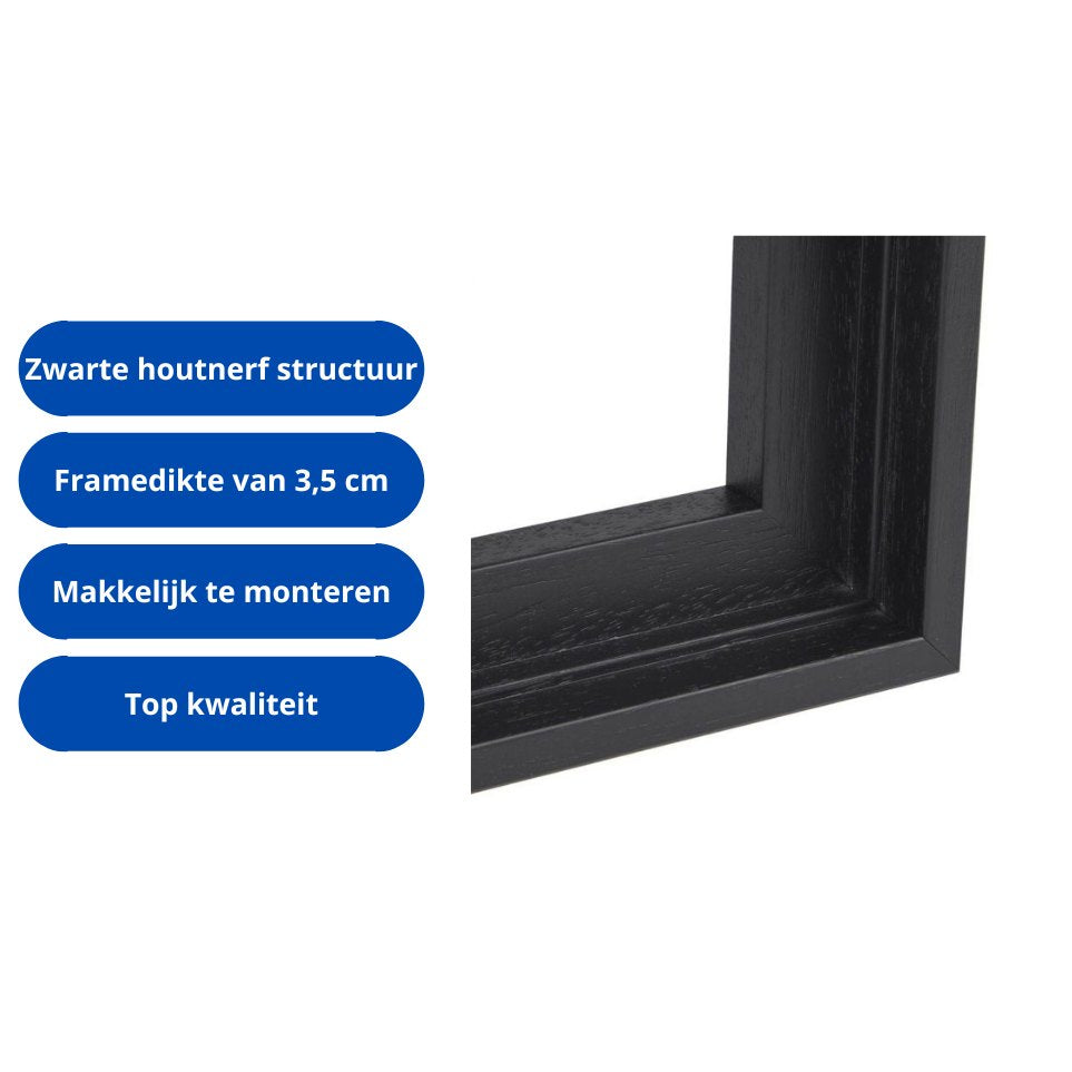 Vrouw Met Stippenjurk en Bloemen canvas met baklijst