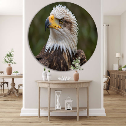 Gedetailleerd portret van een majestueuze adelaar aluminium muurcirkel