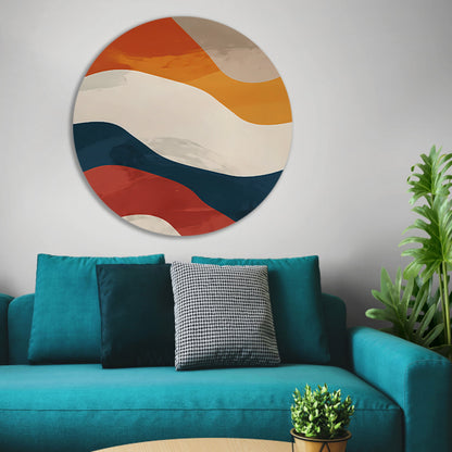 Kleurrijk Abstract compositie met geometrische vormen aluminium muurcirkel