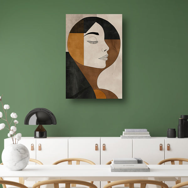 Gezicht van vrouw in abstracte monochrome stijl canvas