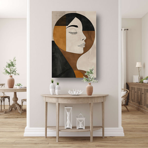 Gezicht van vrouw in abstracte monochrome stijl canvas