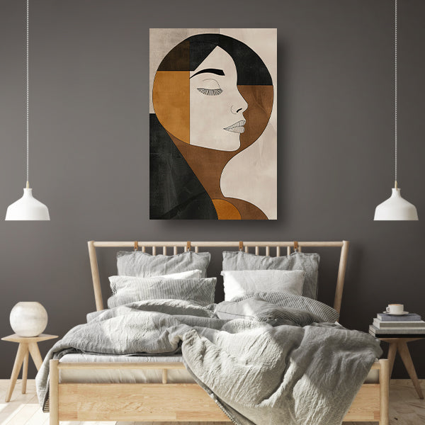 Gezicht van vrouw in abstracte monochrome stijl canvas