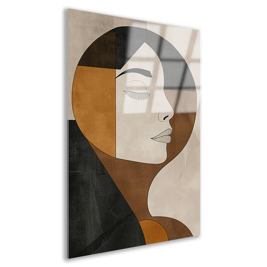 Gezicht van vrouw in abstracte monochrome stijl acrylglas