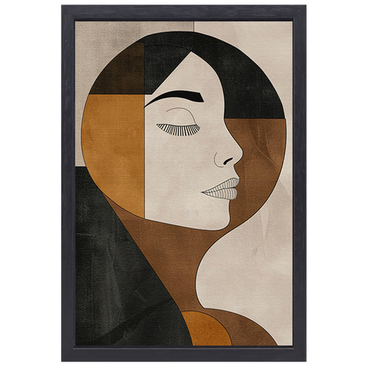 Gezicht van vrouw in abstracte monochrome stijl canvas met baklijst