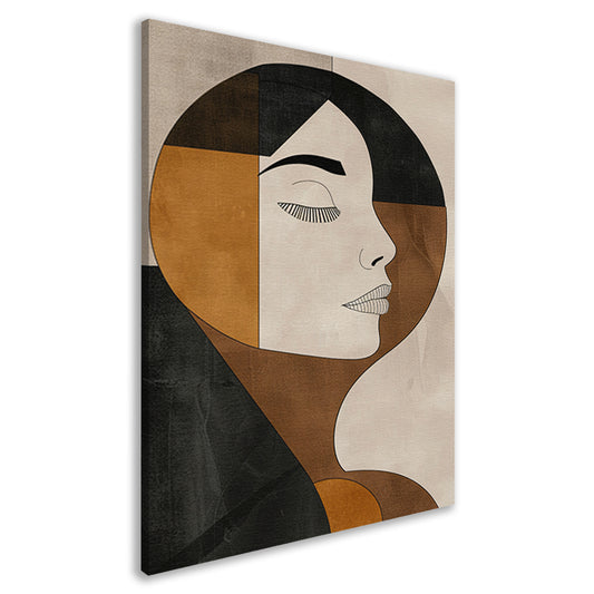 Gezicht van vrouw in abstracte monochrome stijl canvas