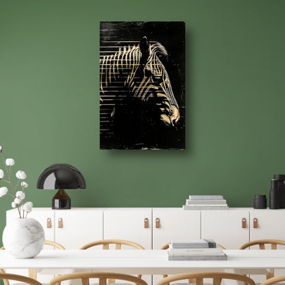 Zwart-wit zebra met gouden lijnen canvas