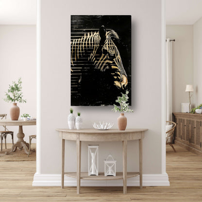 Zwart-wit zebra met gouden lijnen canvas