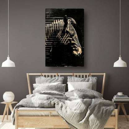 Zwart-wit zebra met gouden lijnen canvas