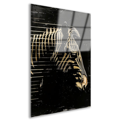 Zwart-wit zebra met gouden lijnen acrylglas