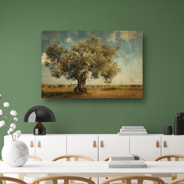 Olijfboom in Impressionistische Stijl canvas met baklijst