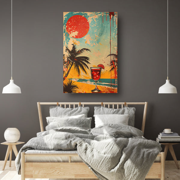 Popart cocktail met palmboom canvas