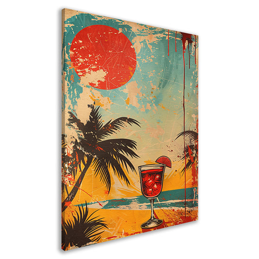 Popart cocktail met palmboom canvas