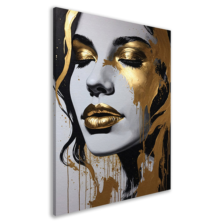 Vrouwengezicht in Zwart, Wit en Goud canvas