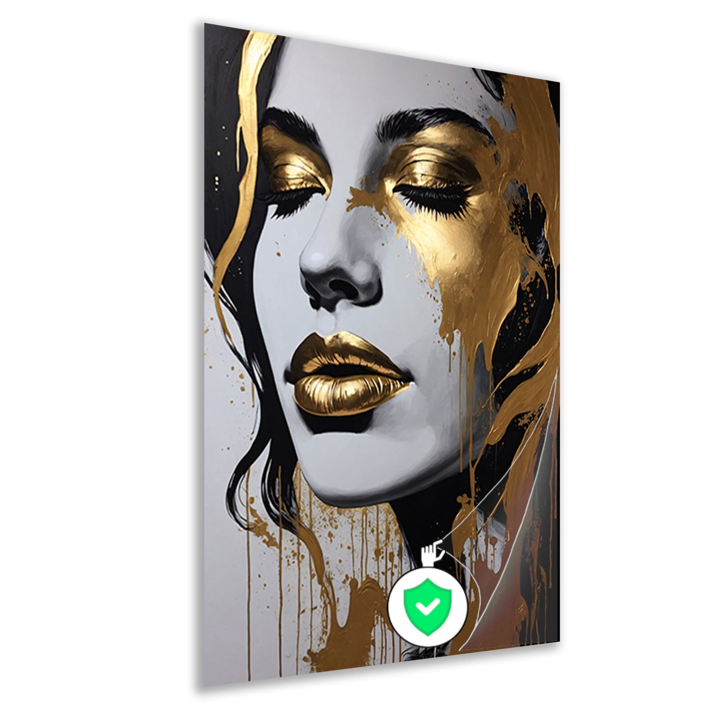 Vrouwengezicht in Zwart, Wit en Goud poster
