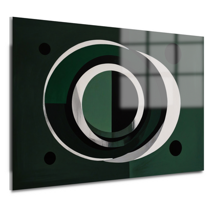 Overlappende Cirkels in Zwart, Wit en Groen acrylglas