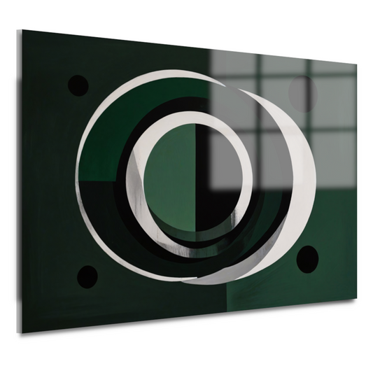 Overlappende Cirkels in Zwart, Wit en Groen acrylglas