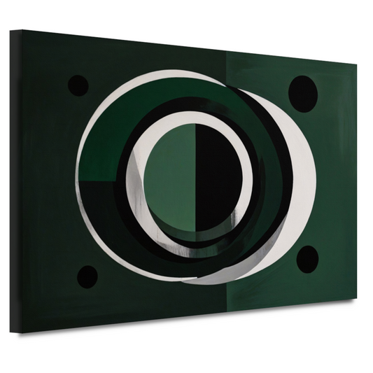 Overlappende Cirkels in Zwart, Wit en Groen canvas