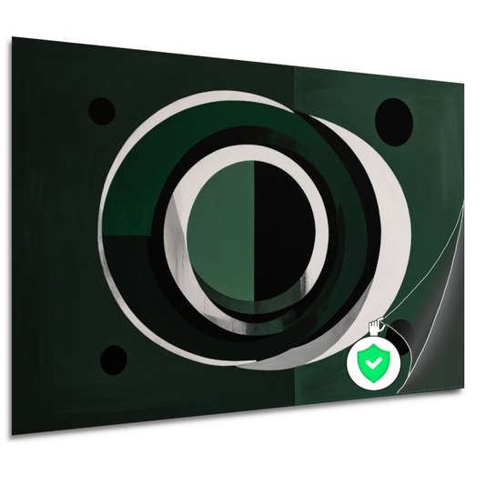 Overlappende Cirkels in Zwart, Wit en Groen poster