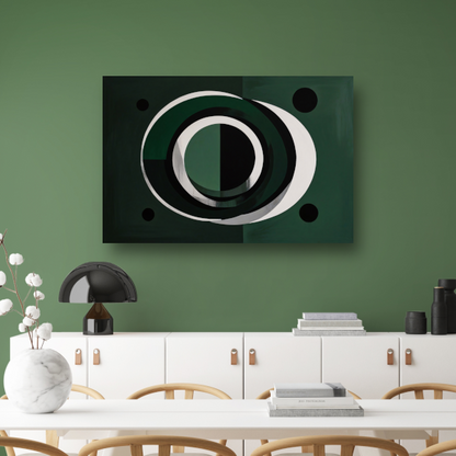 Overlappende Cirkels in Zwart, Wit en Groen canvas