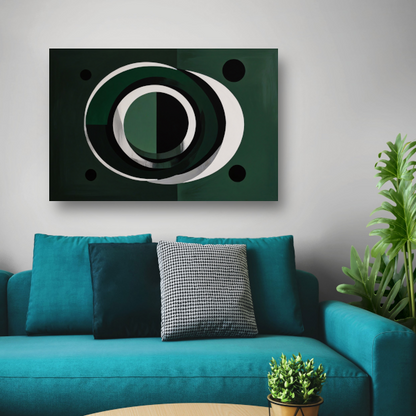 Overlappende Cirkels in Zwart, Wit en Groen canvas