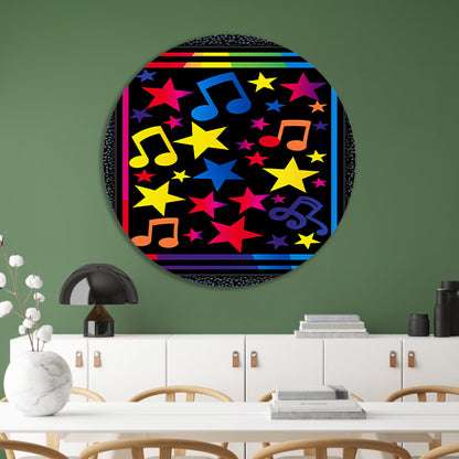 Kleurrijk Sterren en Muzikale Noten Explosie forex muurcirkel