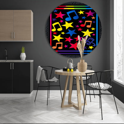 Kleurrijk Sterren en Muzikale Noten Explosie forex muurcirkel