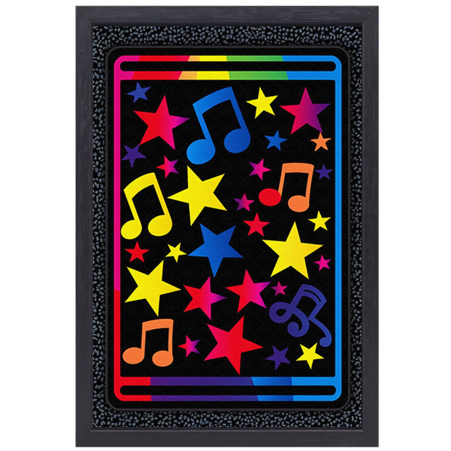 Kleurrijk Sterren en Muzikale Noten Explosie canvas met baklijst