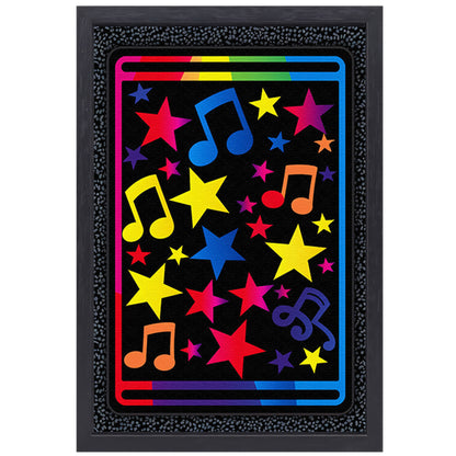 Kleurrijk Sterren en Muzikale Noten Explosie canvas met baklijst