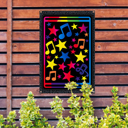 Kleurrijk Sterren en Muzikale Noten Explosie tuinposter