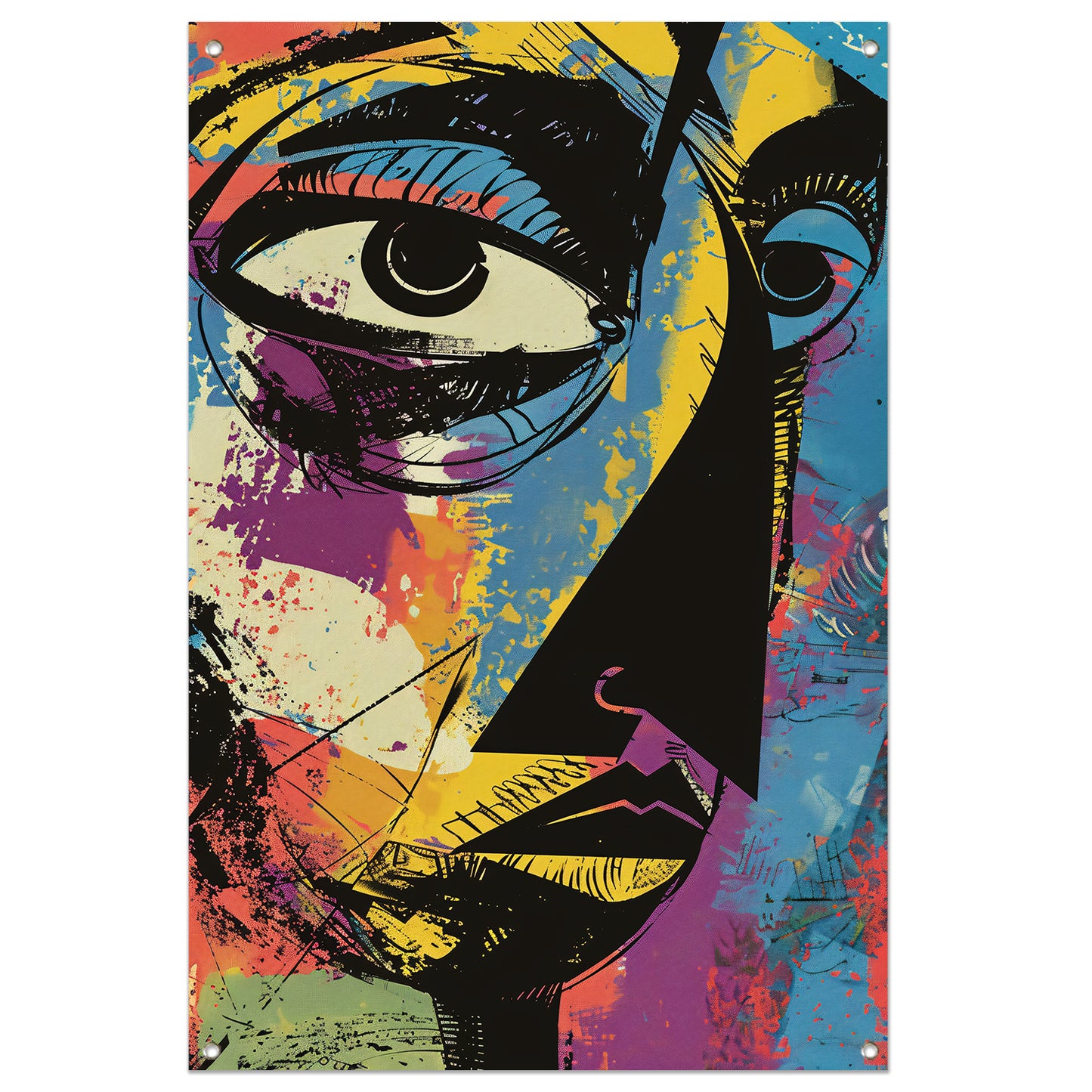 Abstract Kleurrijk Portret van Jean-Michel Basquiat tuinposter