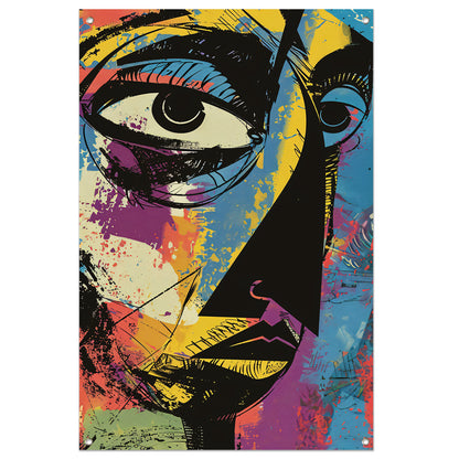 Abstract Kleurrijk Portret van Jean-Michel Basquiat tuinposter