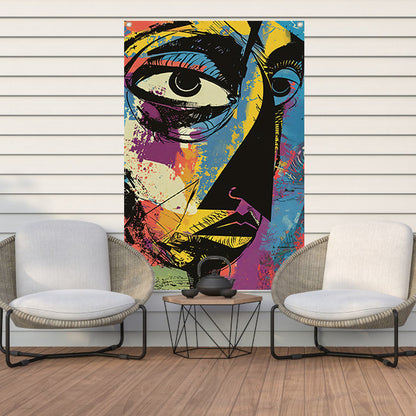 Abstract Kleurrijk Portret van Jean-Michel Basquiat tuinposter