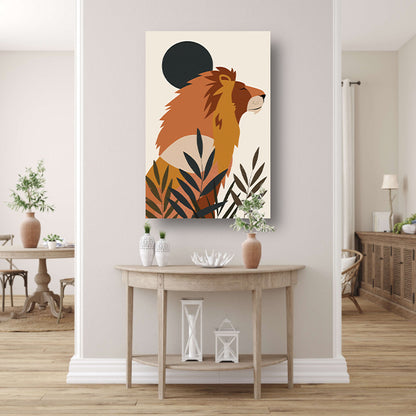 Majestueuze Leeuw en Planten in Muted Colors poster