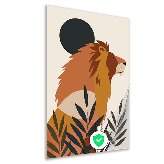 Majestueuze Leeuw en Planten in Muted Colors poster