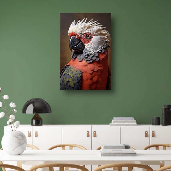 Red and White Parrot with Artistic Flare canvas