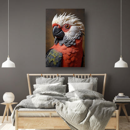 Red and White Parrot with Artistic Flare canvas