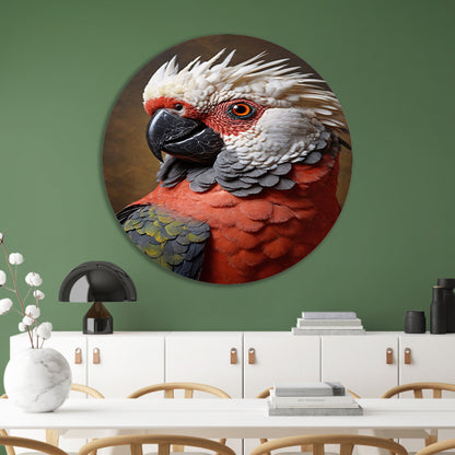 Red and White Parrot with Artistic Flare forex muurcirkel