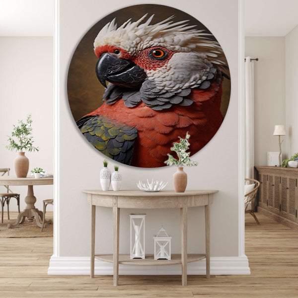 Red and White Parrot with Artistic Flare forex muurcirkel