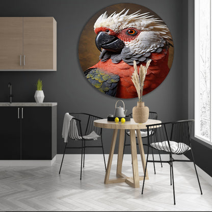 Red and White Parrot with Artistic Flare forex muurcirkel