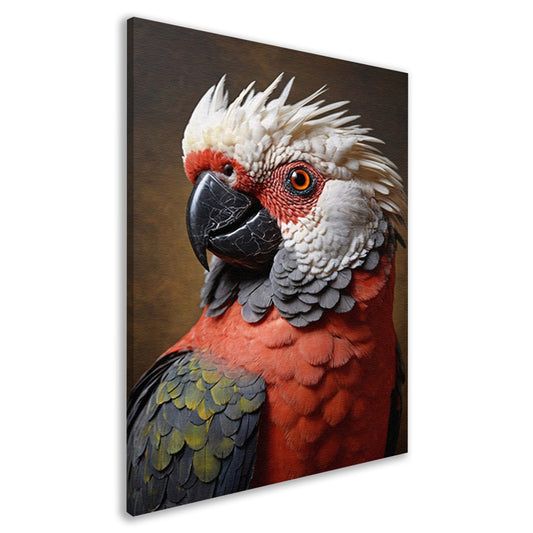 Red and White Parrot with Artistic Flare canvas