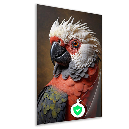 Red and White Parrot with Artistic Flare poster