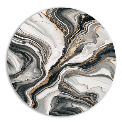 Elegante marmer abstractie met gouden details aluminium muurcirkel