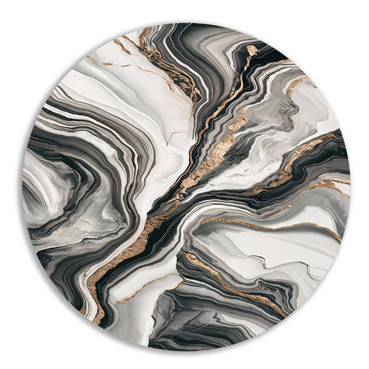 Elegante marmer abstractie met gouden details aluminium muurcirkel