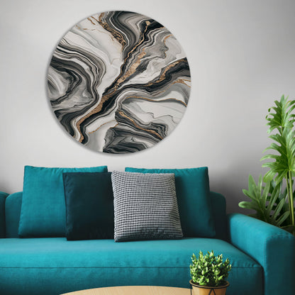 Elegante marmer abstractie met gouden details aluminium muurcirkel