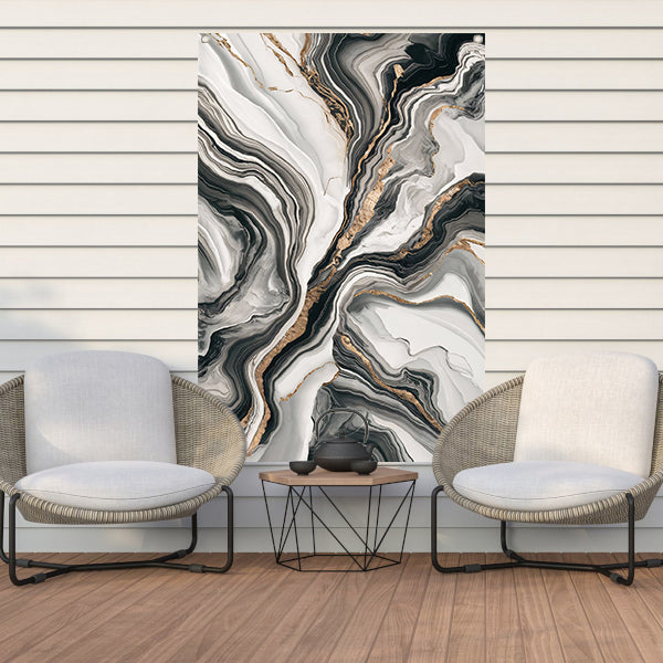 Elegante marmer abstractie met gouden details tuinposter